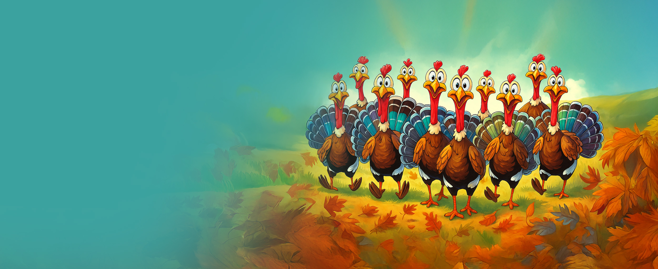 Turkey Trot Blue Background